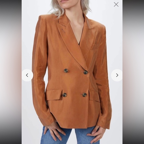 SMYTHE Double Breasted DB Tuck in Blazer in Desert size 2 NWT - Picture 1 of 5